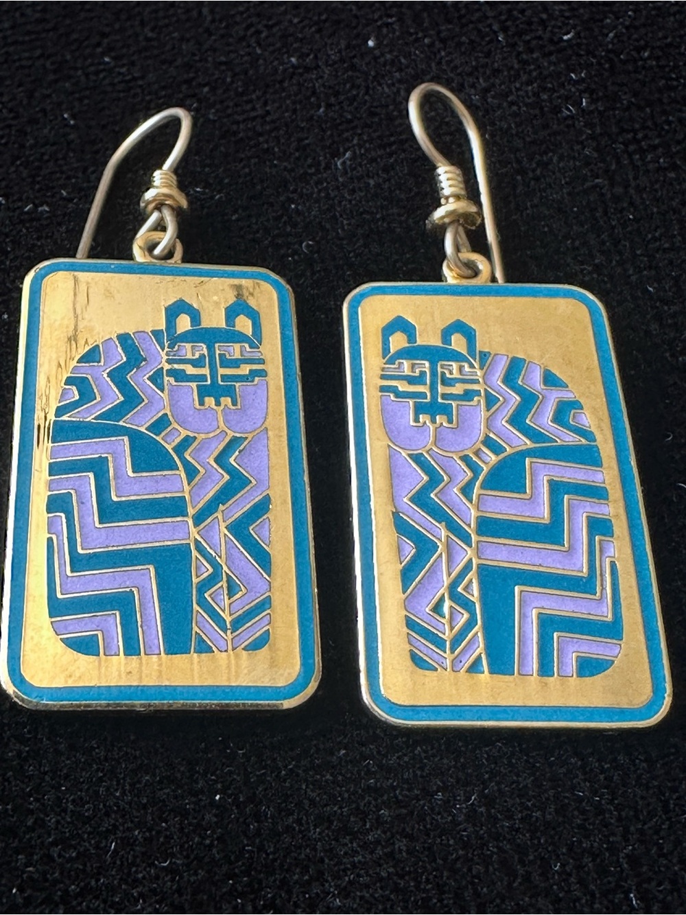 Vintage signed Laurel Burch “Gregorio” Cat Enamel Dangle Earings